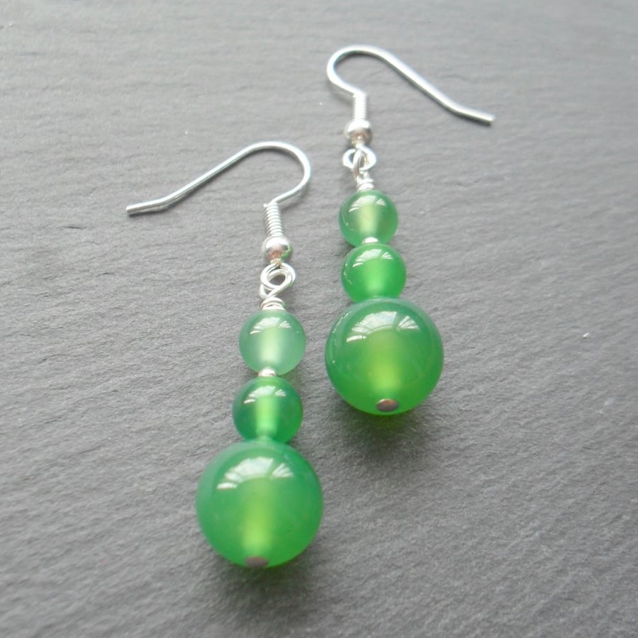 Green Agate Dangle Earrings