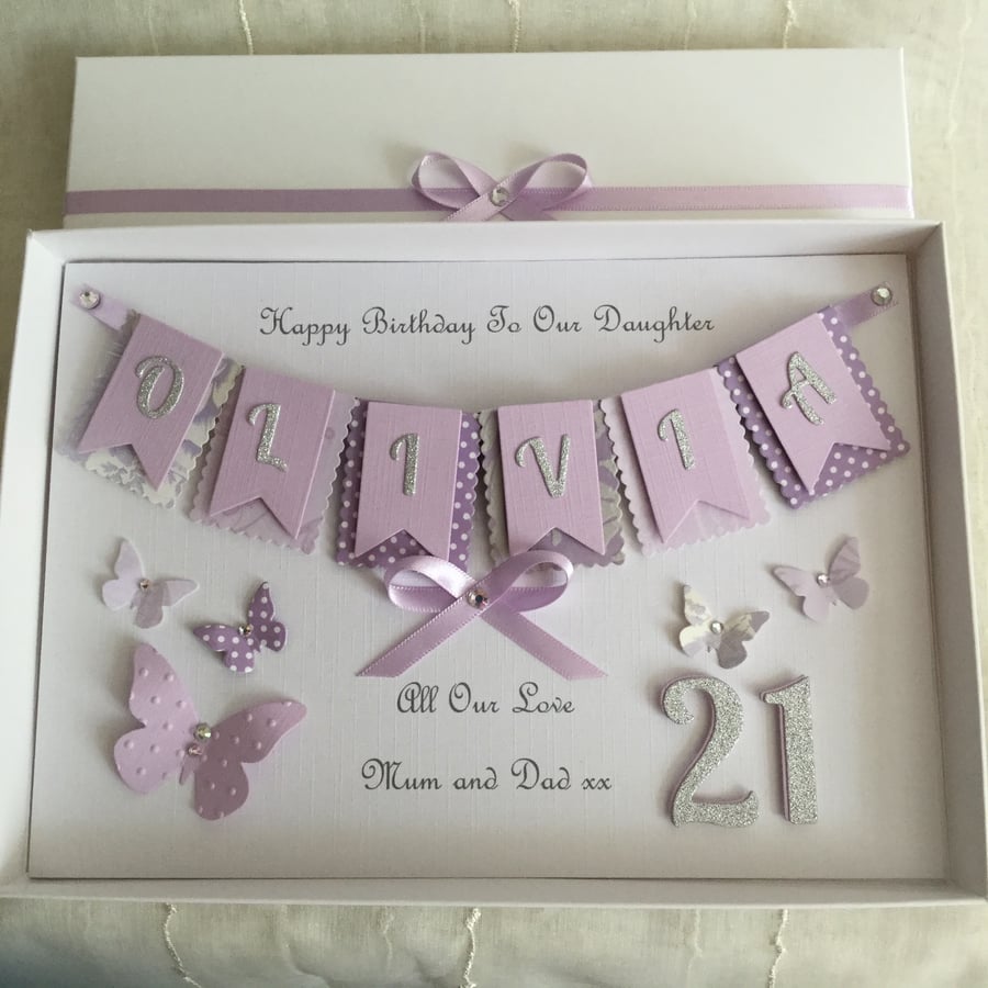 Personalised Birthday Card Daughter Granddaughter Gift Boxed 16th 18th 21st 30th