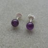 Amethyst Stud Sterling Silver Earrings