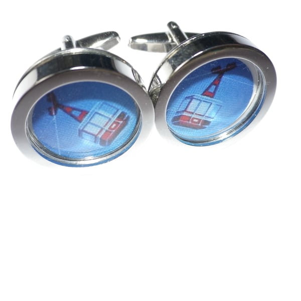 Cable Car cufflinks, free shipping, gift wrapped, dramatic image, Ref 9717