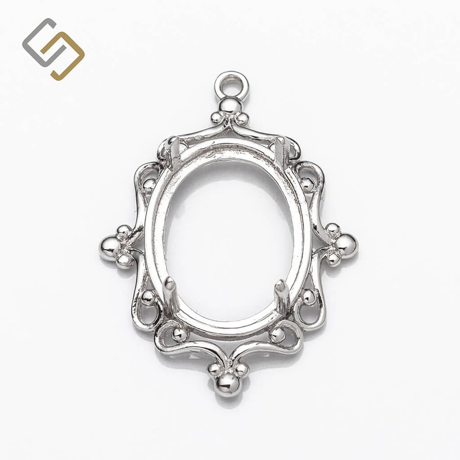 Pendant with Oval Bezel Mounting in Sterling Silver for 12mm x 16mm Oval Stones