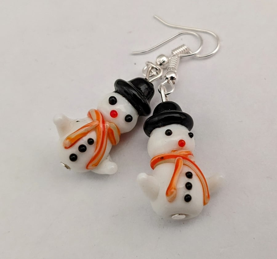 Glass snowman earrings