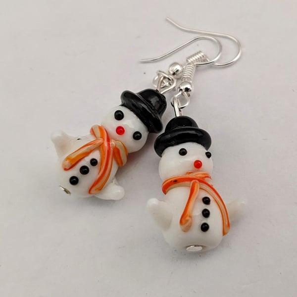 Glass snowman earrings