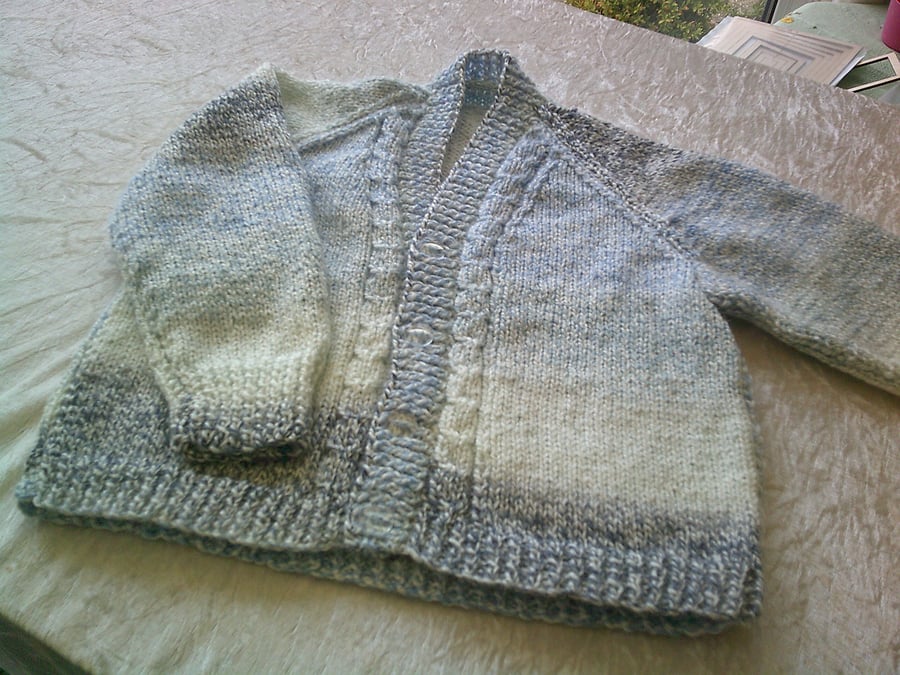 24 inch V Neck Cardigan with Mock Cable Detail