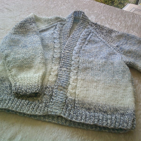 24 inch V Neck Cardigan with Mock Cable Detail