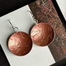 Copper bowl dangle earrings with sterling silver hooks.