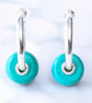 Turquoise earrings, natural turquoise stone, sleeper earrings, handmade, pebble  - Image 1