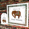 Elephant – Happy Birthday card & free gift tag