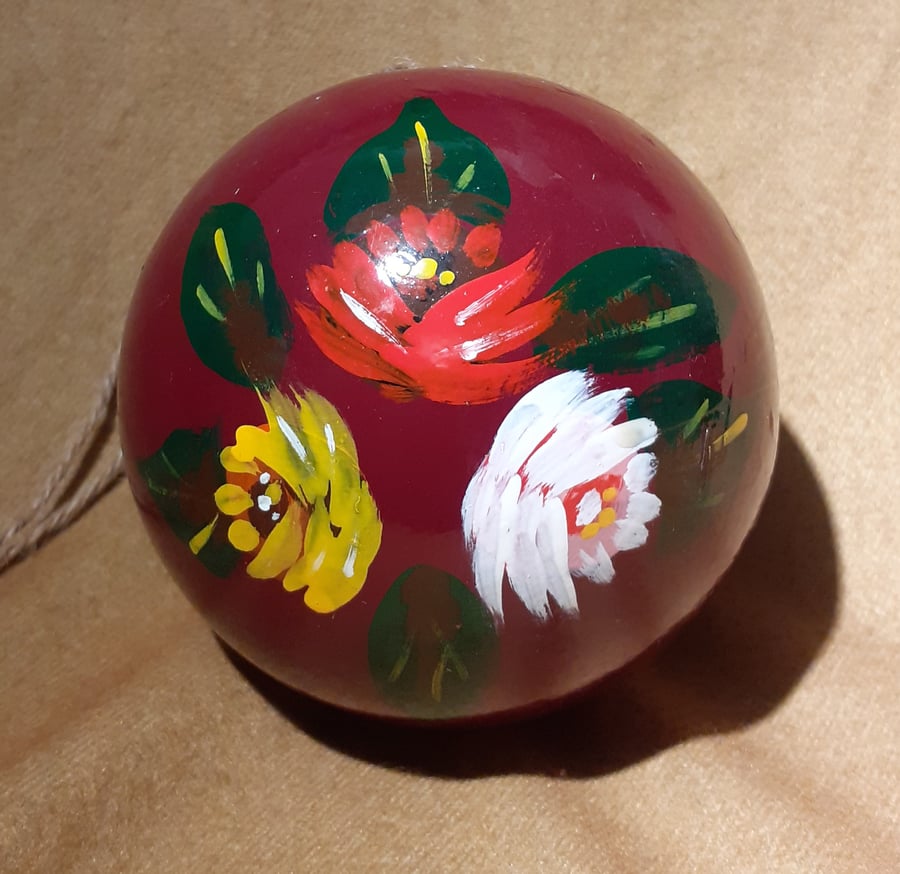 Ceramic handpainted hanging bird house with canal art style roses and daisies