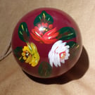 Ceramic handpainted hanging bird house with canal art style roses and daisies