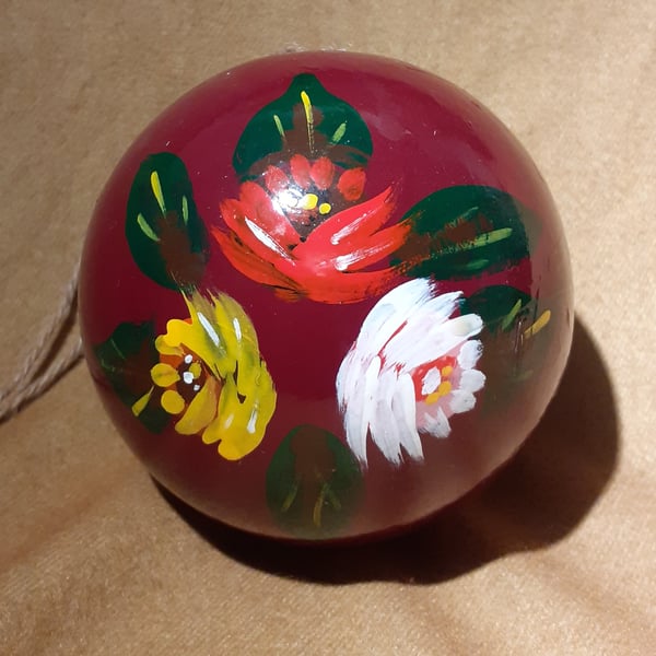 Ceramic handpainted hanging bird house with canal art style roses and daisies