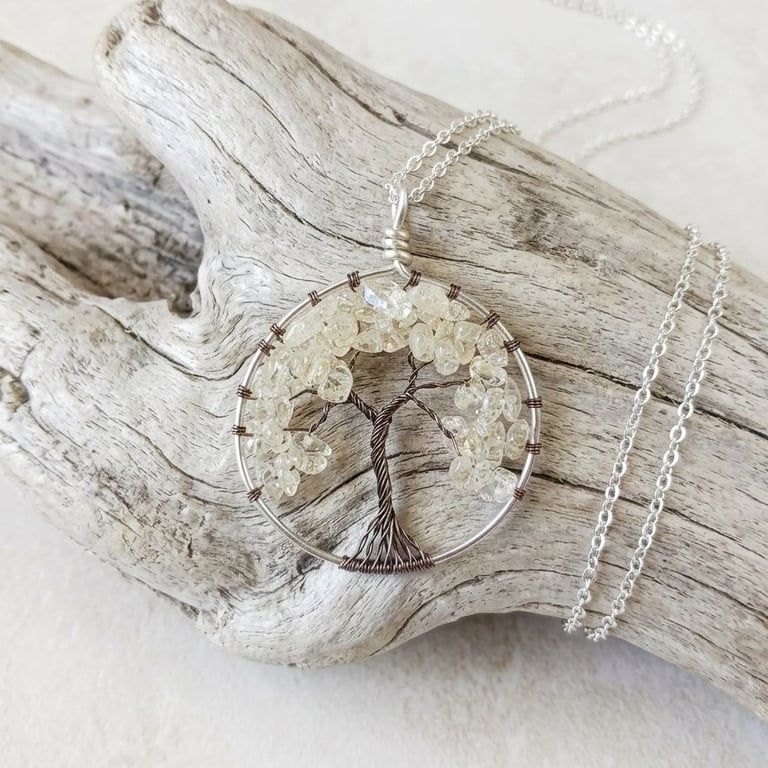 Quartz Wire Tree Of Life Necklace