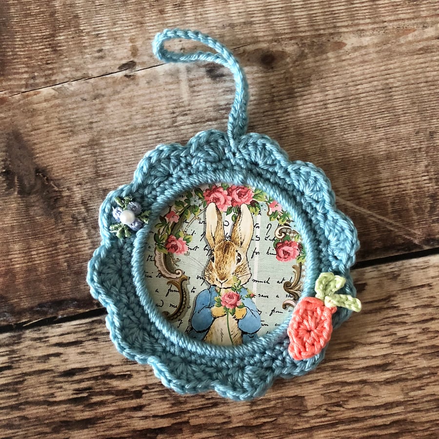Peter rabbit crocheted frame