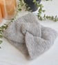 Knitted Headband Earwarmer Soft Alpaca Silk Palest Grey Ready Made