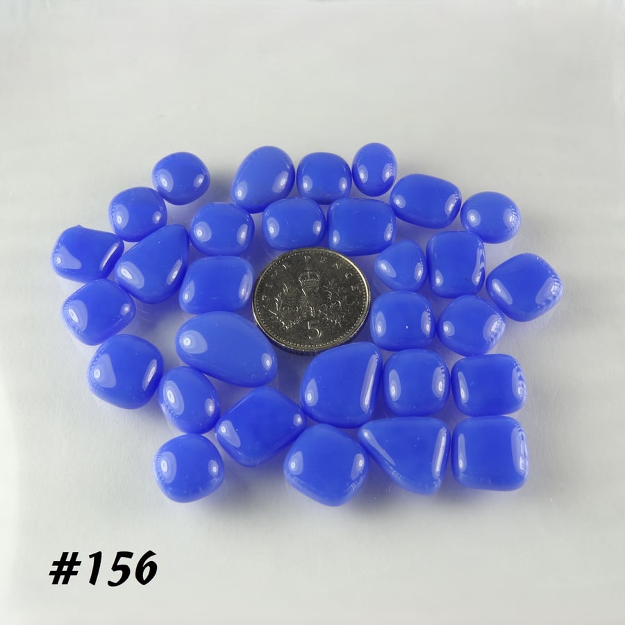 25g blue art glass cabochons, for jewellery making, crafting (156)
