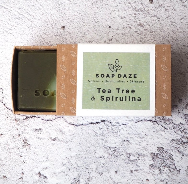 Tea Tree & Spirulina, vegan, handmade, natural, zero waste, bar soap. 