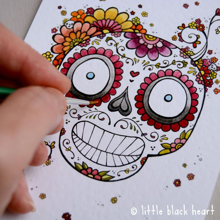 sweet sugarskull - original illustration (A6)