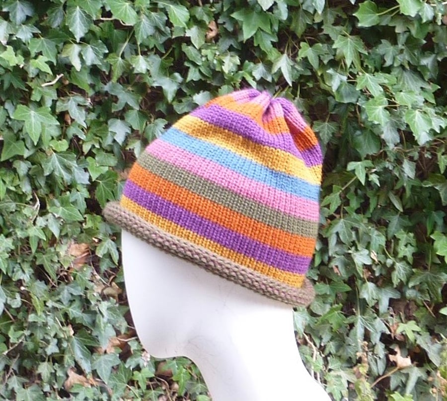 Woman's Striped Beanie