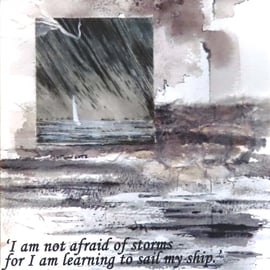 Inspirational life's storms quote blank greeting card notelet plastic free 