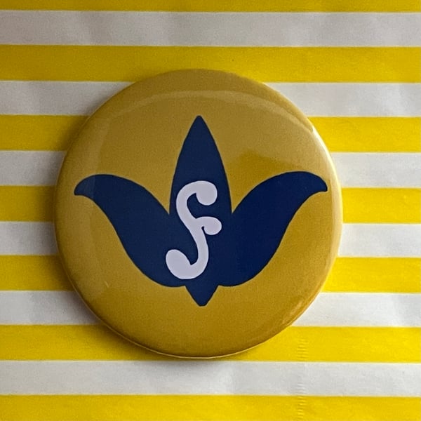 Disco Elysium themed pin badge - Frette shop logo