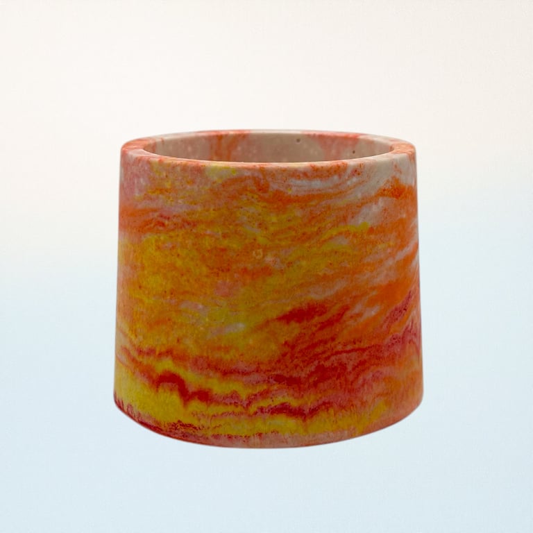 Small Sunrise Plant Pot - Red Orange and Yellow 7.5 cm Mini Succulent Pot SPP5