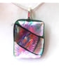 Lilac Green 256 Dichroic Glass Pendant silver plated chain - Image 2