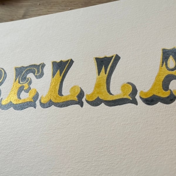 Personalised hand painted illustration - new baby gift - name lettering 