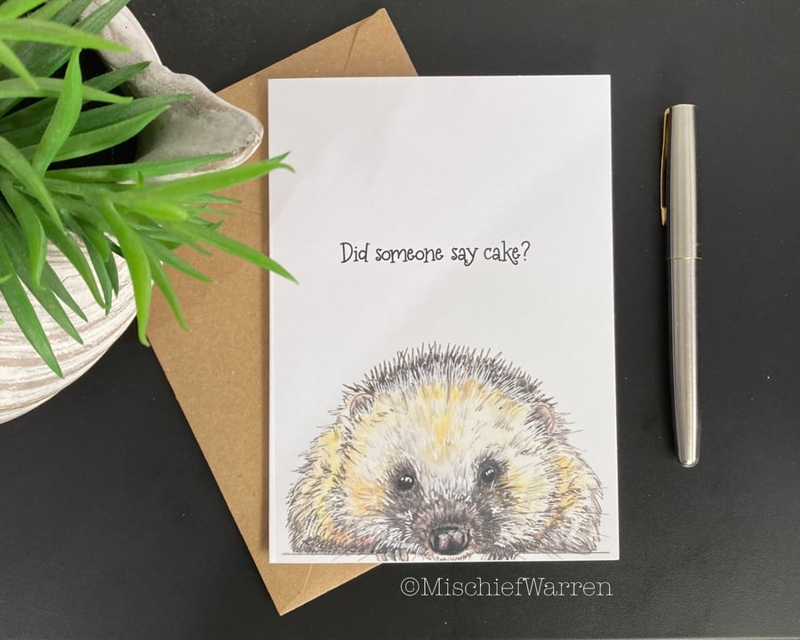 Hedgehog Card. Blank or Personalised Hedgehog Card for any occasion