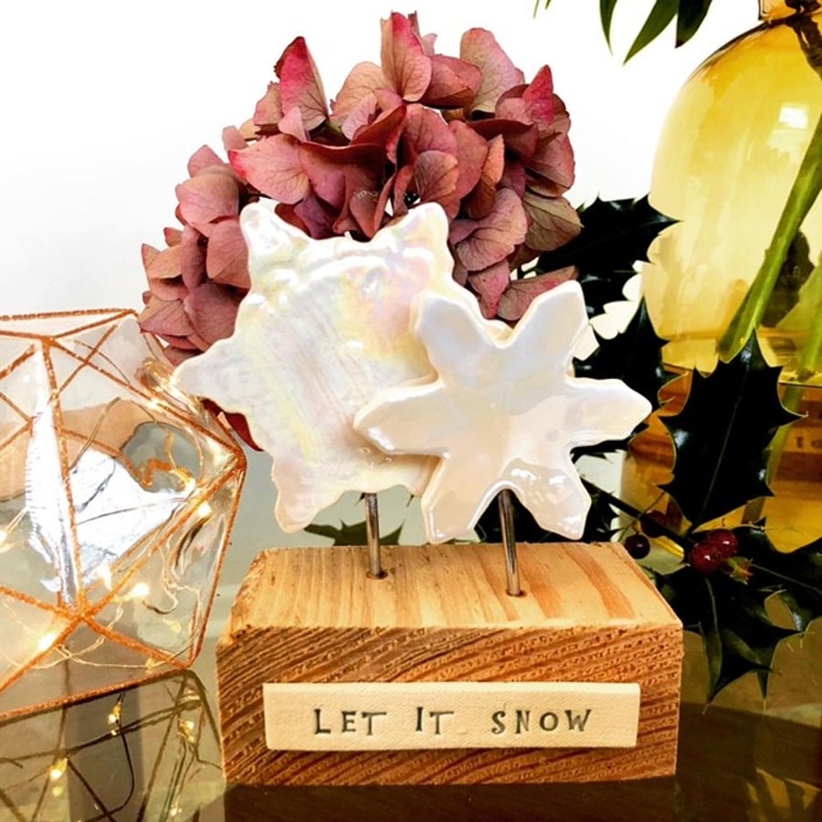Ceramic Snowflake decoration - Let it snow