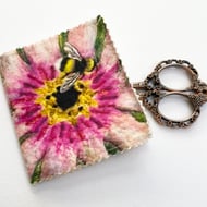Bee and flower sewing needle and pins case. 