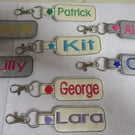 Embroidered School Bag Tags Personalised any name