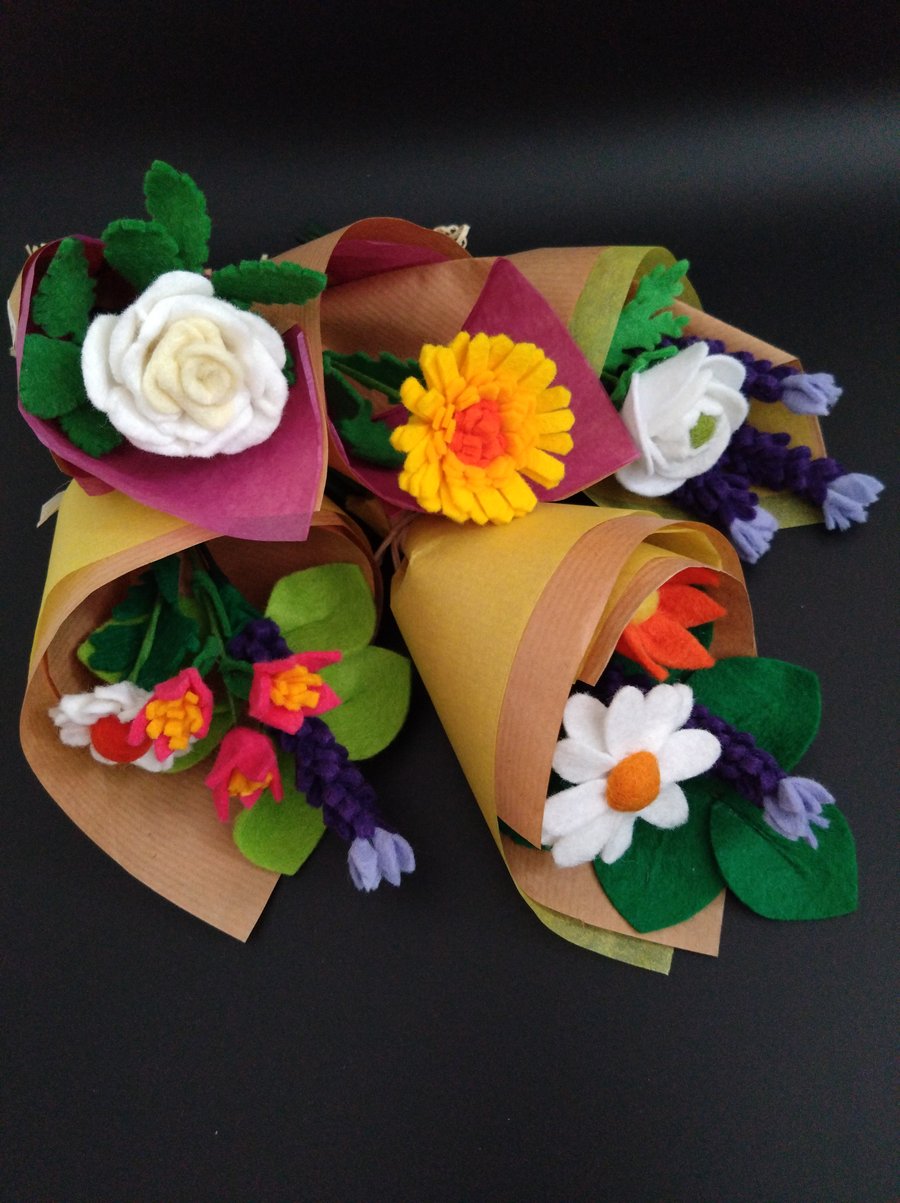 Sigle Flower wrap or Small Felt Flower Bouquet 