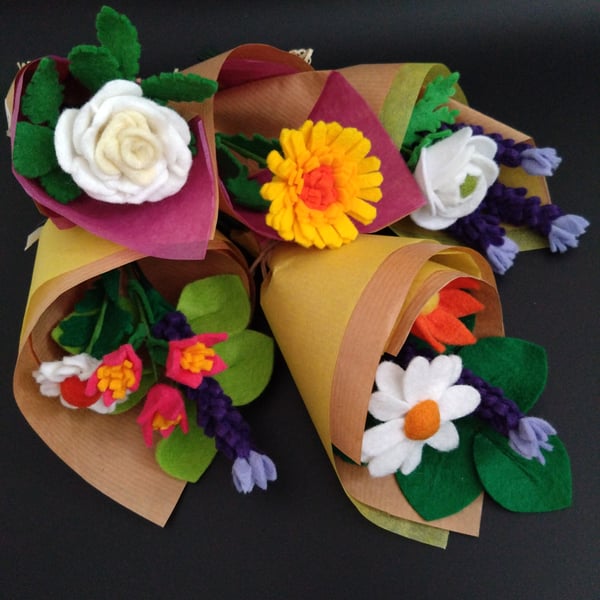Sigle Flower wrap or Small Felt Flower Bouquet 