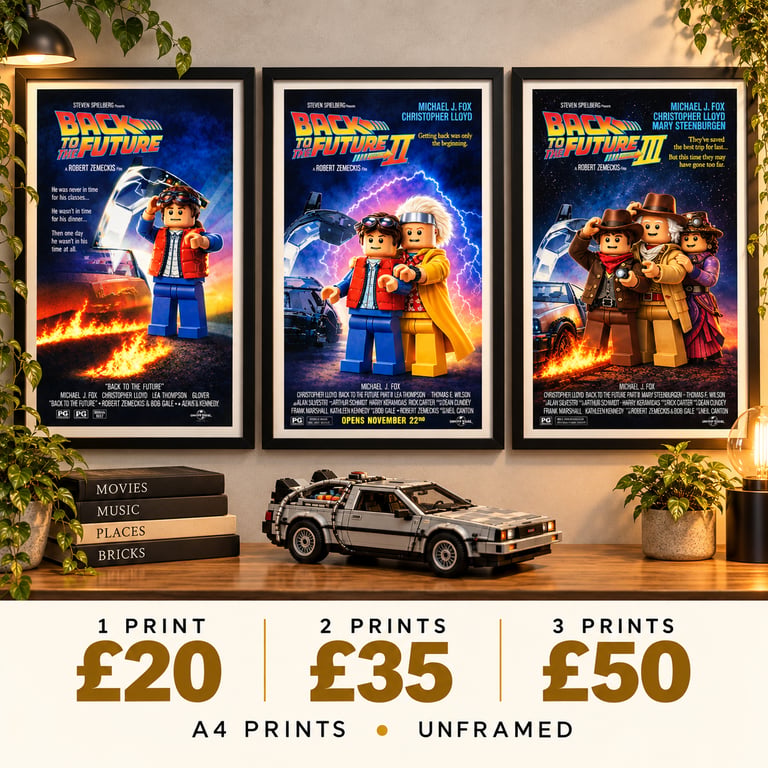 Back to the Future Trilogy Art Prints - Parts I II & III - 80s Movie Gift