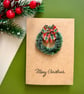 Mini tartan wreath Christmas card handmade winter holiday greeting farmhouse art - Image 9