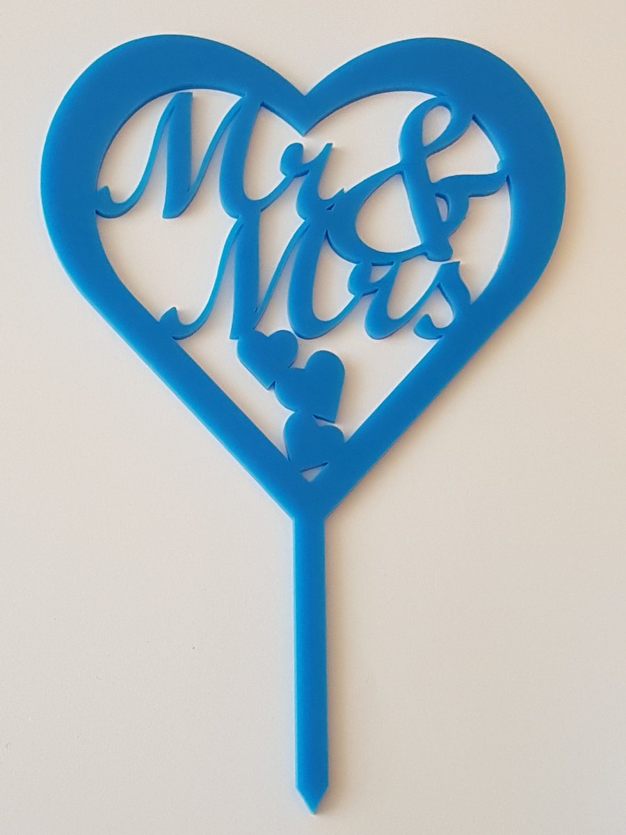 Acrylic Cake Topper - Mr & Mrs Heart - Laser cut