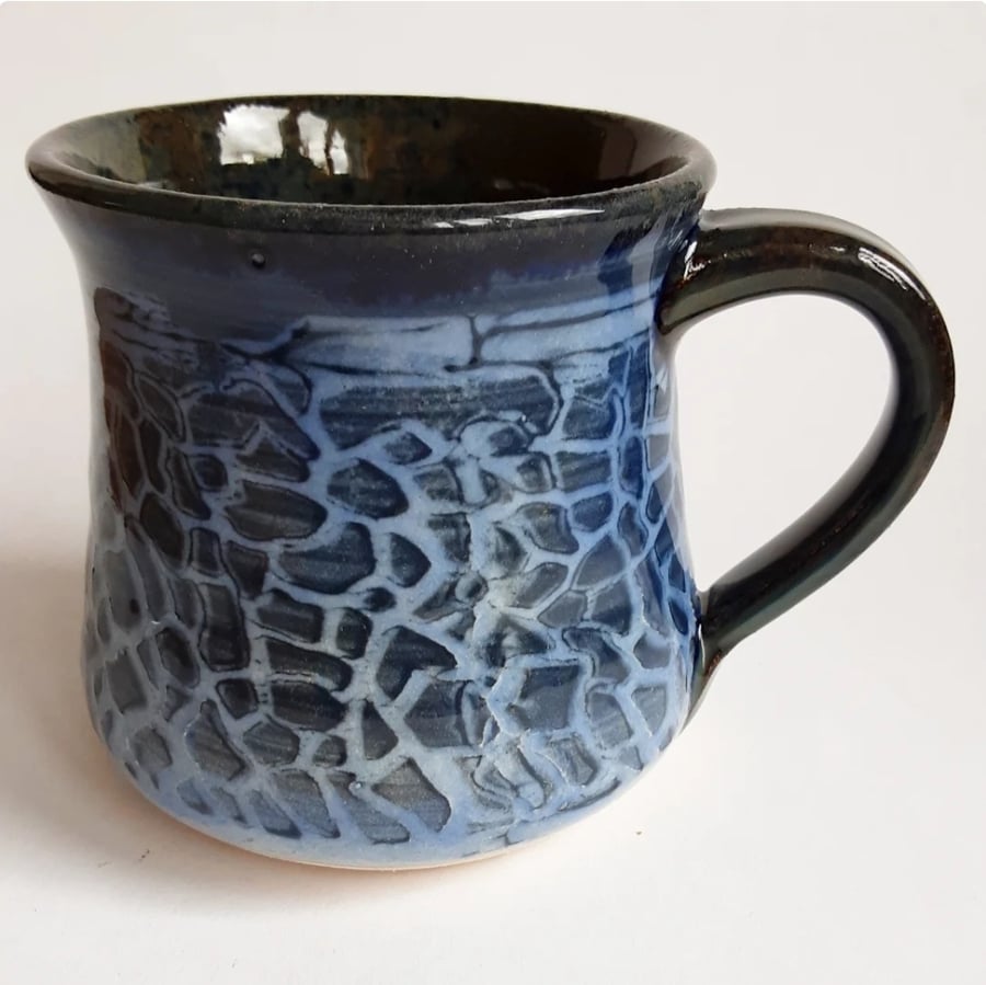 Blue Glazed Mug - Hand Thrown Stoneware Ceramic Mug 
