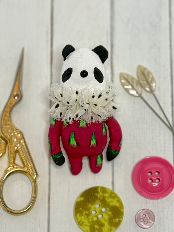 Spun Cotton Fruit Bear Art Doll Dragonfruit 