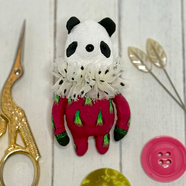 Spun Cotton Fruit Bear Art Doll Dragonfruit 
