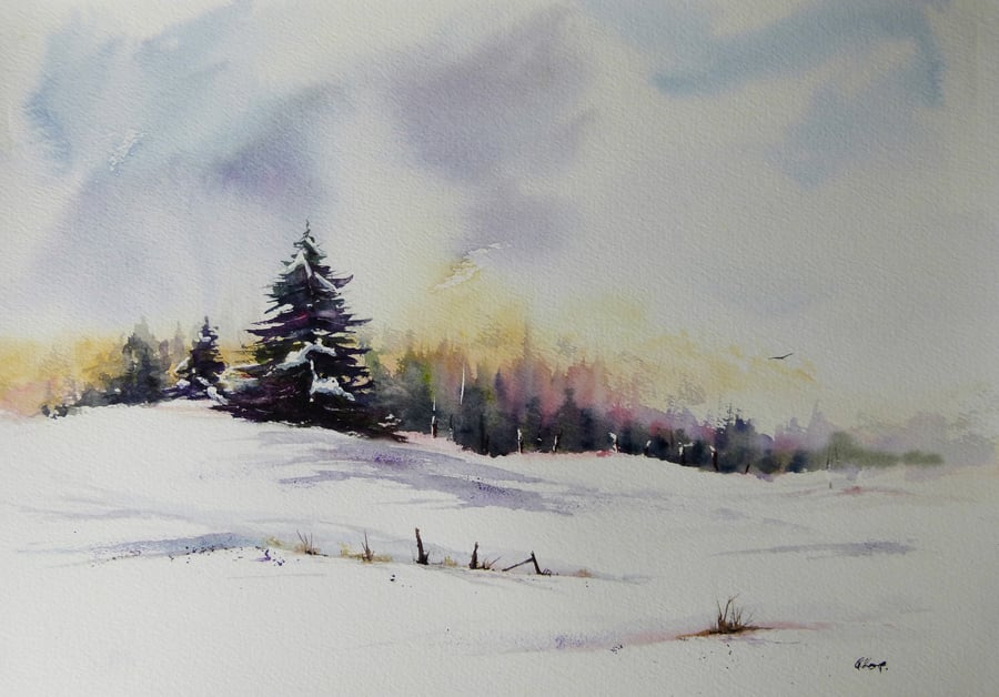 Winter Trees, Pair of Original Watercolour Paintings (x2 paintings).