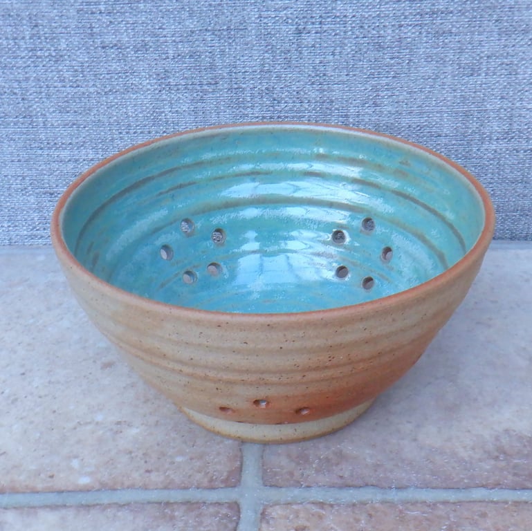 Berry bowl  or colander handthrown in stoneware pottery ceramic 