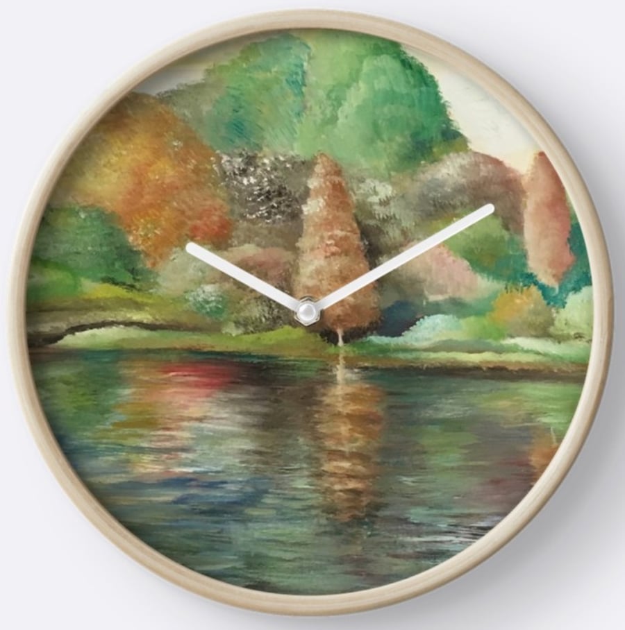 Beautiful Wall Clock Featuring The Painting ‘Reflections’