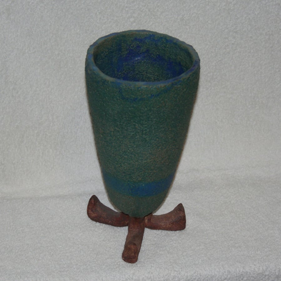 Handmade Turquoise green blue ceramic pot with ... - Folksy