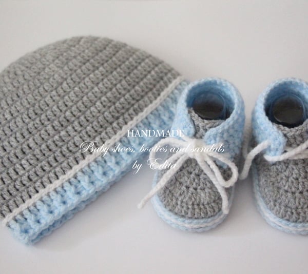 Crochet baby set, booties, hat, sneakers, shoes, beanie, 0-3 months