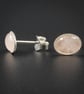 Rose quartz gemstone earrings, pale pink silver earrings.