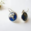 Pressed Flower Earrings in Blue Eco Friendly Resin 