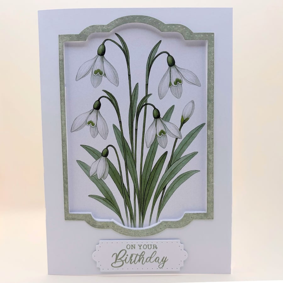 Snowdrop Birthday Card - January Birth Flower
