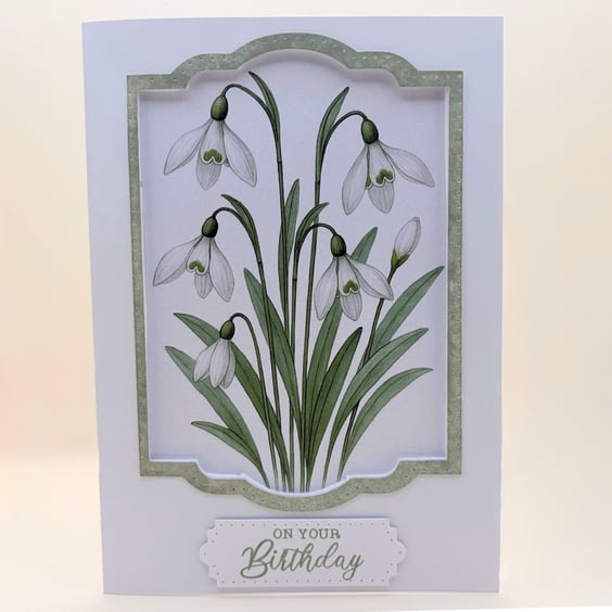 Snowdrop Birthday Card - January Birth Flower