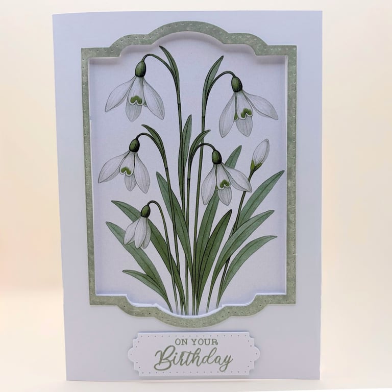 Snowdrop Birthday Card - January Birth Flower