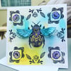 Folkart style bumblebee card for any occation